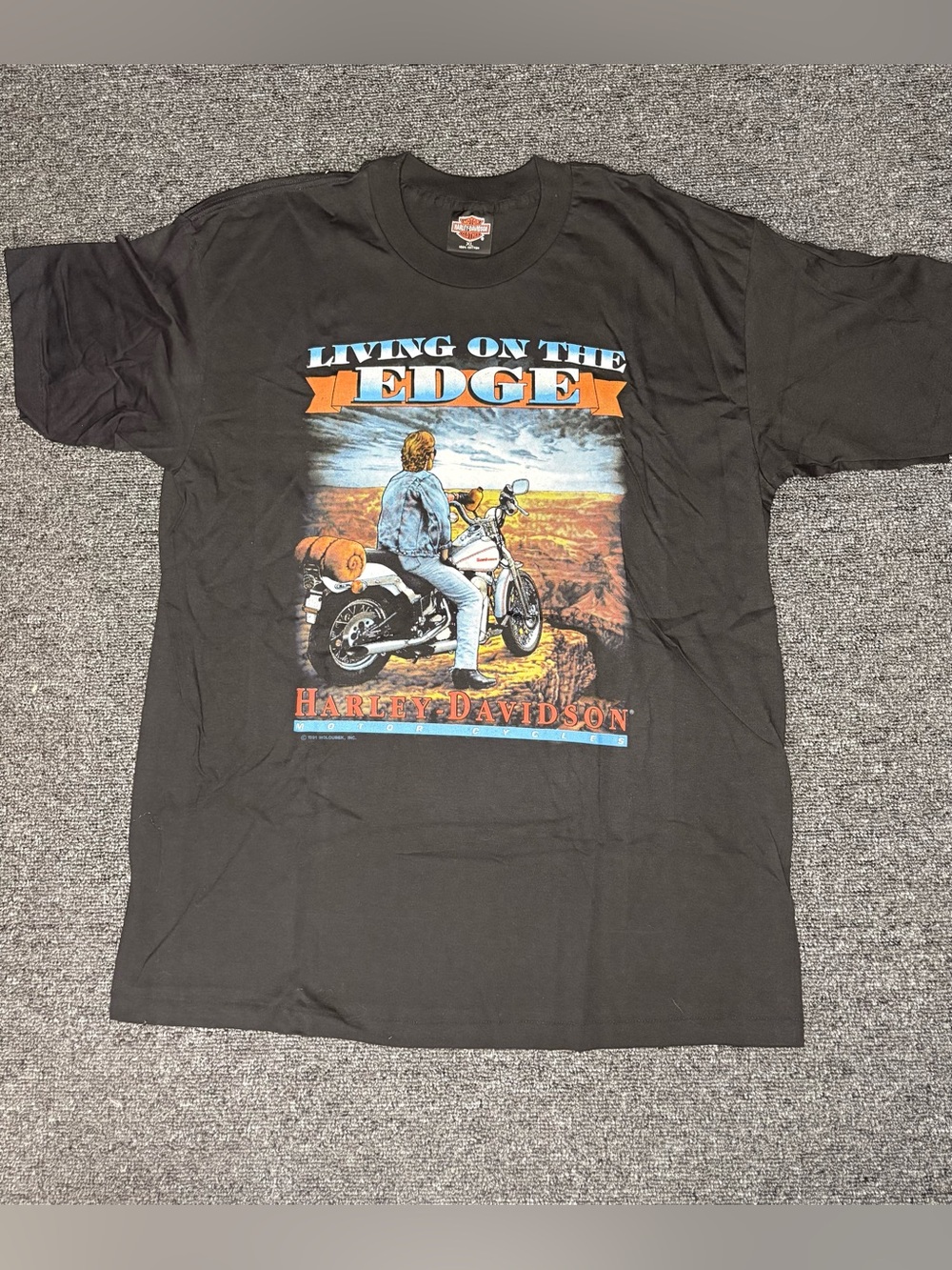 Vintage 1991 Harley Davidson Living On The Edge T-Shirt